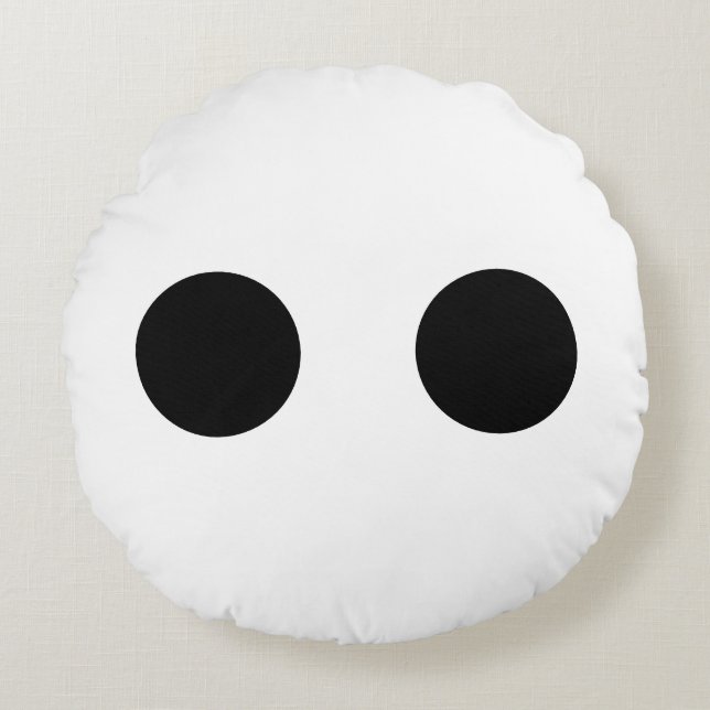 Black White Funny Cute Face Eyes Stylish Gift Round Cushion (Front)