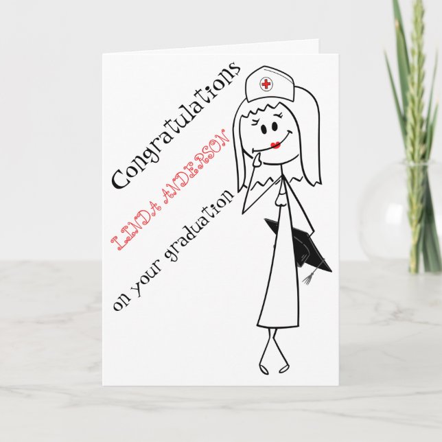 Black White Funny Nurse Graduation Congratulations Card (Front)