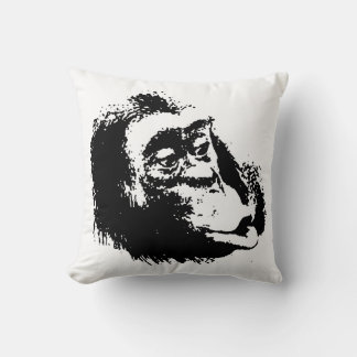 Black White Funny Pop Art Chimpanzee Cushion