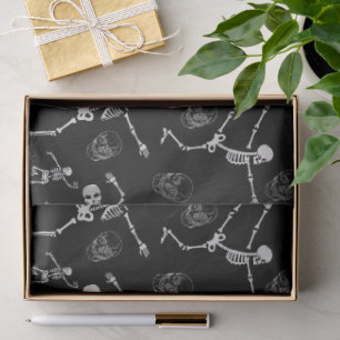 Black White Funny Skeleton Halloween Tissue Paper