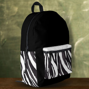 Black White Fur Pattern Border Collie  Printed Backpack