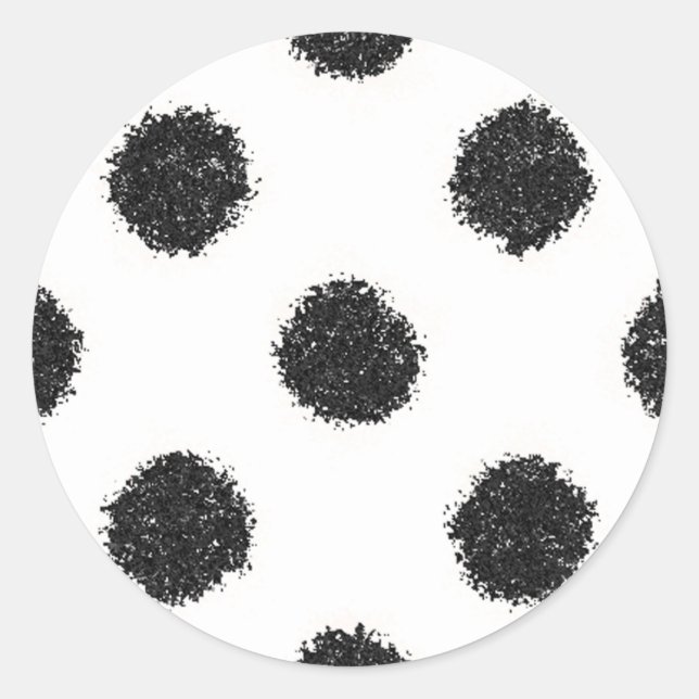 Black & White Fuzzy Dots Classic Round Sticker (Front)