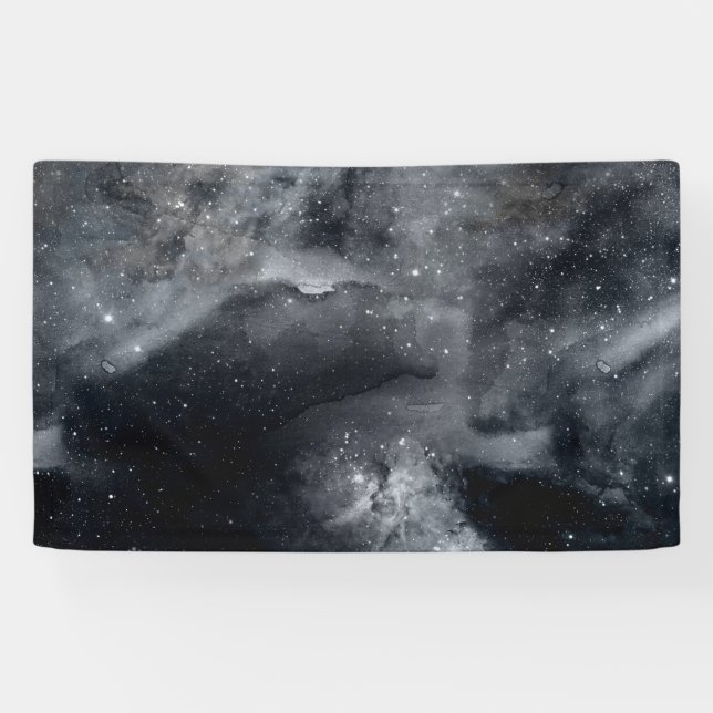 Black White Galaxy Nebula Painting Banner (Horizontal)