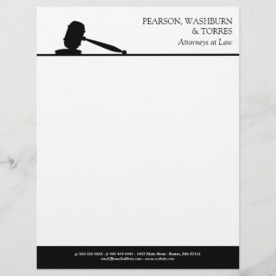 Black & White Gavel Attorneys at Law Letterhead