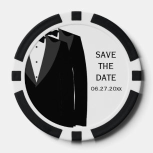 Black White Gay Wedding Save The Date Poker Chips