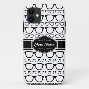 Black & White Geek Nerd Glasses Personalised iPhone 11 Case