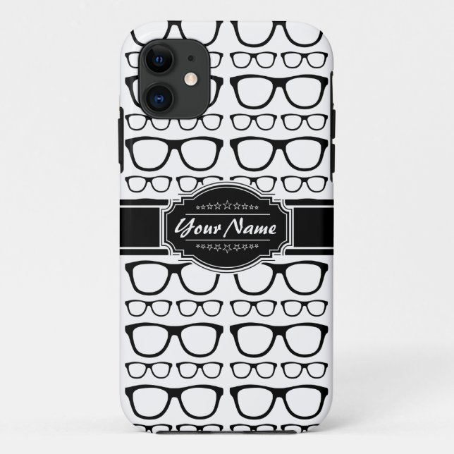 Black & White Geek Nerd Glasses Personalised Case-Mate iPhone Case (Back)