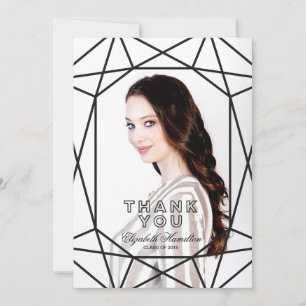 Black & White Gem Graduation Photo Thank You Announcement