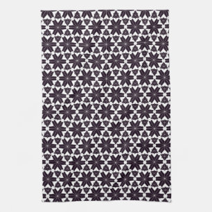 Black White Geo Star JustPatterns Fabric Tea Towel