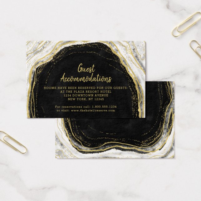 Black White Geode Guest Accommodations Insert Card (Office)