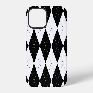 Black White Geometric Argyle Pattern iPhone 12 Case