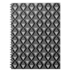 black white geometric art deco print notebook
