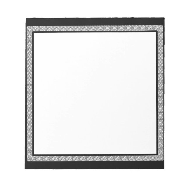 Black & White Geometric Border Notepad (Front)