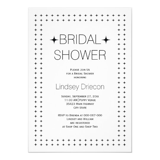 Black white geometric border wedding bridal shower card