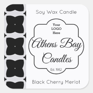 Black & White Geometric Candle Product Label