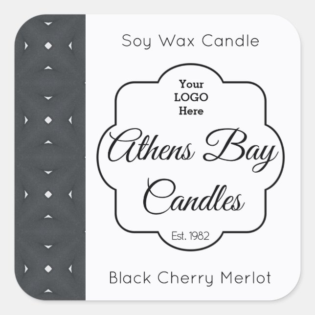 Black & White Geometric Candle Product Label (Front)