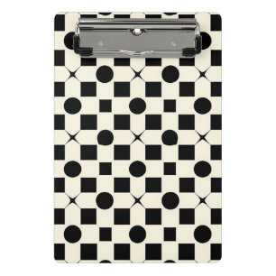 ⚫⚪ Black White Geometric Circle Desk  Mini Clipboard