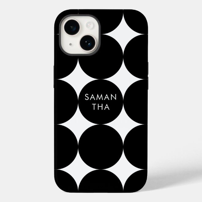 Black White Geometric Circle Pattern  Case-Mate iPhone Case (Back)