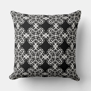 Black White Geometric Circles Pattern Custom Colou Cushion