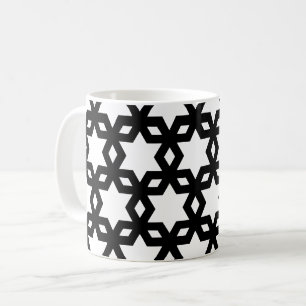Black White Geometric Cool Stars Pattern Coffee Mug