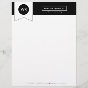 Black & White Geometric Cover Letter Custom Letterhead