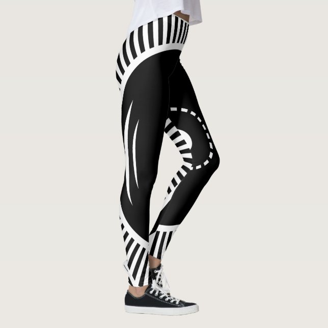 Black & White Geometric Design Leggings (Right)