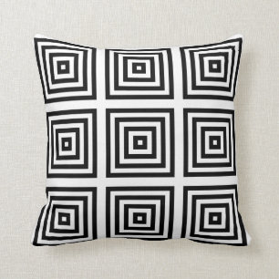 Black White Geometric Design Pillow