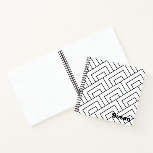Black White Geometric Diagonal Lines Journal