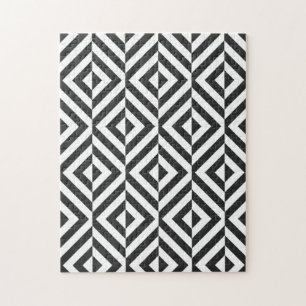 Black/White Geometric Diamond Pattern Frustrating Jigsaw Puzzle