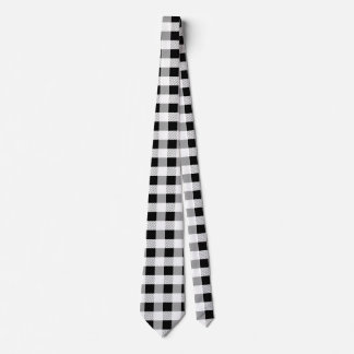 Black White Geometric Gingham Chequerboard Tie