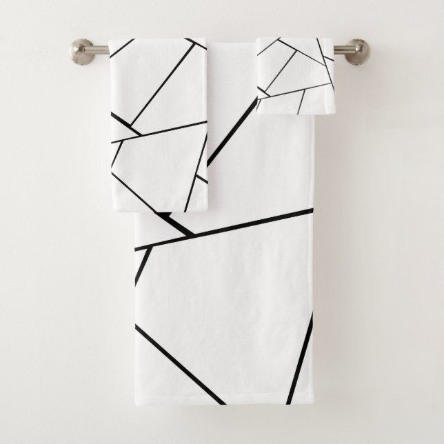 Black White Geometric Glam #1 #geo #decor Bath Towel Set (Insitu)