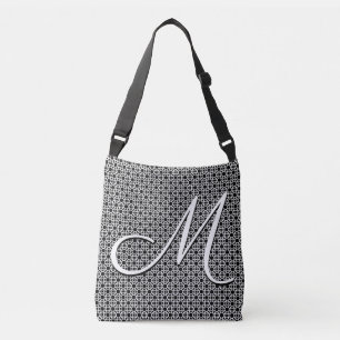 Black & White Geometric Initial Monogram Crossbody Bag