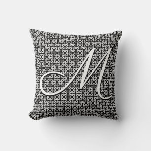 Black & White Geometric Initial Monogram Cushion