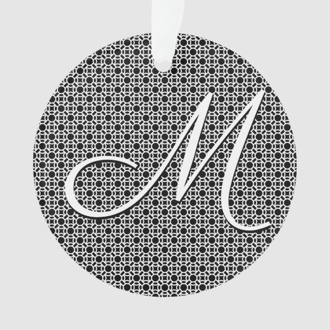 Black & White Geometric Initial Monogram Ornament (Front)