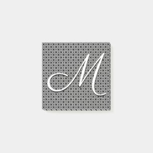 Black & White Geometric Initial Monogram Post-it Notes