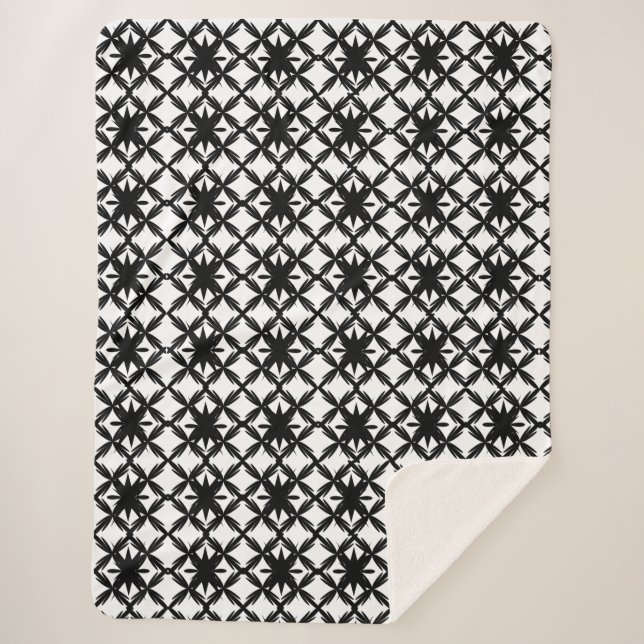 Black & White Geometric Lattice Pattern Blanket  (Front)