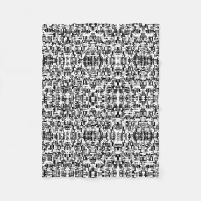 Black White Geometric Mandala Pattern Fleece Blank Blanket (Front)
