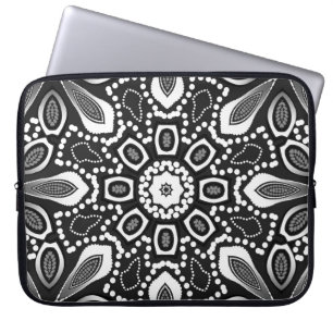 Black & White Geometric Mandala Tribal Energy Laptop Sleeve