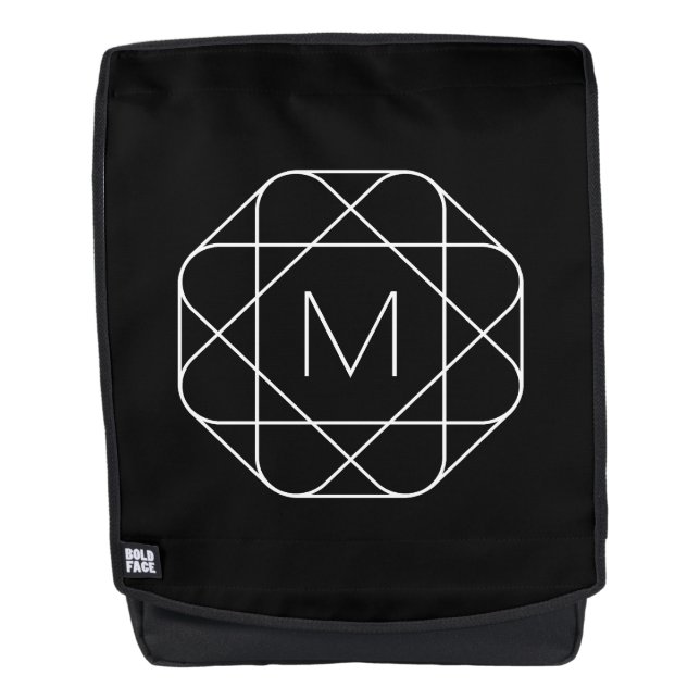 Black & White Geometric Monogram Backpack (Front)