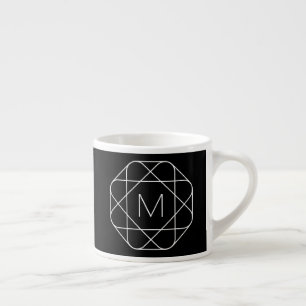 Black & White Geometric Monogram Espresso Cup