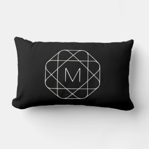 Black & White Geometric Monogram Lumbar Cushion