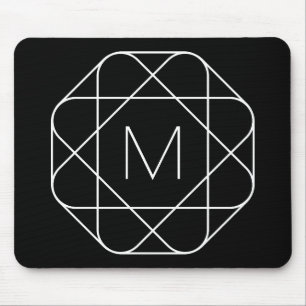 Black & White Geometric Monogram Mouse Mat