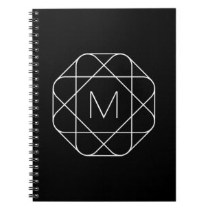 Black & White Geometric Monogram Notebook