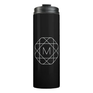 Black & White Geometric Monogram Thermal Tumbler