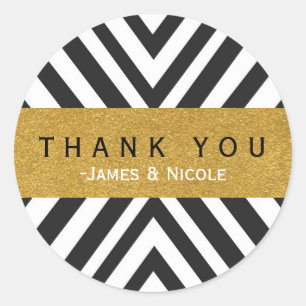 Black & White Geometric Pattern & Gold Sticker