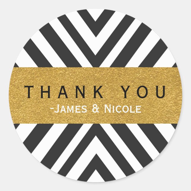 Black & White Geometric Pattern & Gold Sticker (Front)