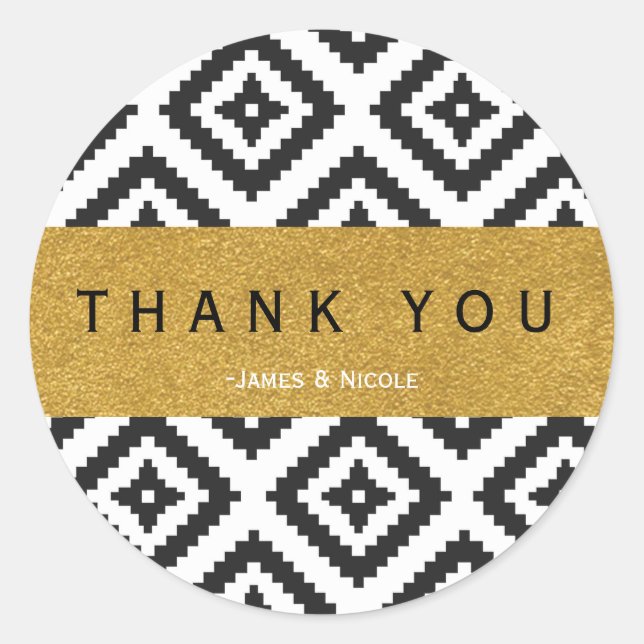 Black & White Geometric Pattern & Gold Sticker (Front)