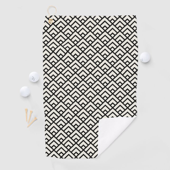 Black & White Geometric Pattern Golf Towel (InSitu)