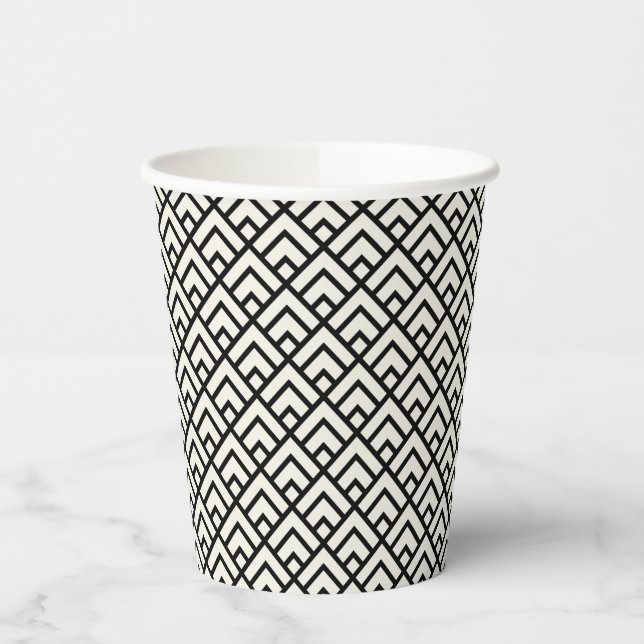 Black & White Geometric Pattern Paper Cups (Left)