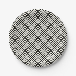 Black & White Geometric Pattern Paper Plate